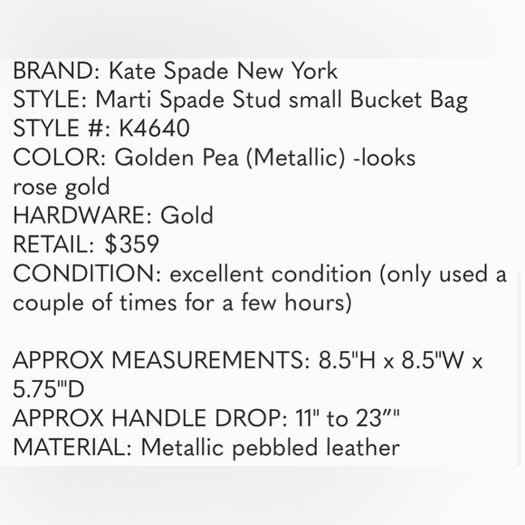 KATE SPADE NEW YORK Marti Spade Stud Small Bucket Bag - Golden Pea Metallic - Picture 16 of 16